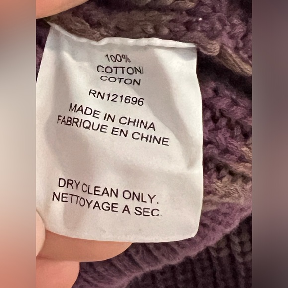 DEMYLEE NEW YORK PHOEBE STRIPE COTTON SWEATER Size XS Plum Purple & Gray EUC - Picture 5 of 6